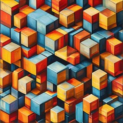 Obraz premium Squares with shifted corners in blue and teal colors. Generated AI