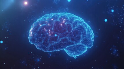 Abstract representation of a brain, highlighted with glowing network of connections