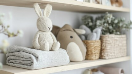Cozy Organic Baby Apparel on Display in a Charming Kids' Room with Wooden Accents and Soft Toys