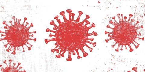 Obraz premium Grunge Warning Label: Red Coronavirus Stamp on White Background for Biohazard and Quarantine Alerts