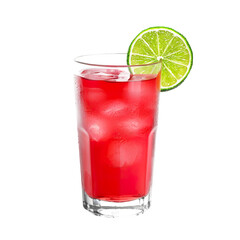 Cape Codder cocktail with lime wheel garnish transparent PNG isolated background. Mixology, bar menu, colorful vibrant refreshing drink in tumbler glass