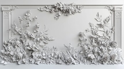 A refined backdrop featuring white pillars accented with soft pink floral arrangements, great for events or photo opportunities