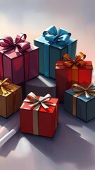 Gift boxes of different colors.