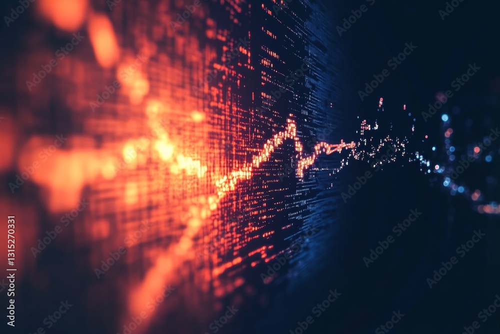 Poster abstract digital visualization of data streams and signal waves