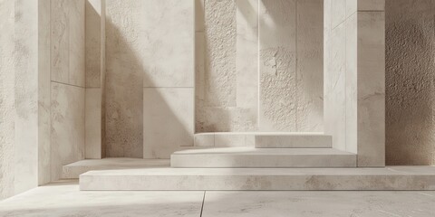 Minimalist architecture backdrop with textured concrete and sunlight