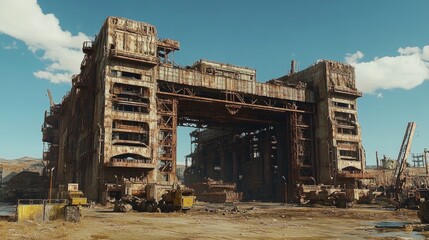 Fototapeta premium Abandoned Industrial Complex Under a Vast Sky