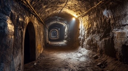 Naklejka premium Mysterious Underground Tunnel Passage