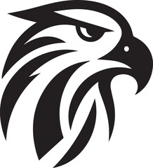 Bold Tribal Eagle Head Vector Logo in Black and White


