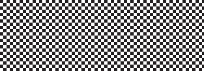 Black and white checkerboard pattern background. Classic checkered race flag car finish line or start line. Flat vector illustration isolated on white background.