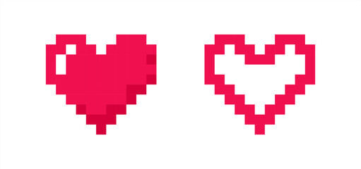 Obraz premium Pixel art heart love color icon valentine, vector 10 eps.