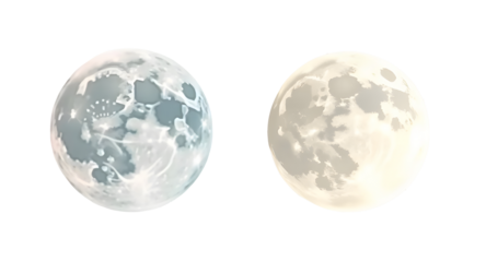 two moon isolated on white background