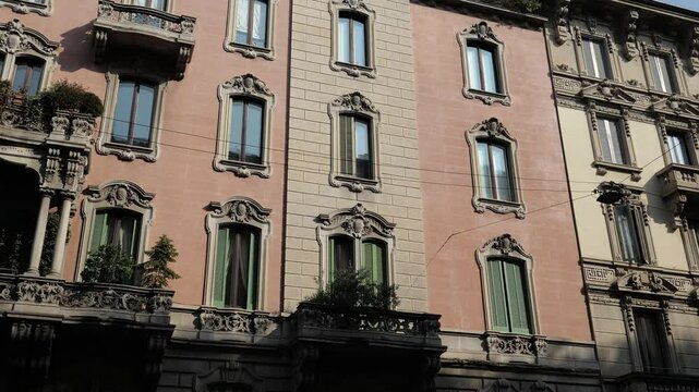 Milan, Italy - February 2025 - Visiting the exterior of the historic buildings of the Lombard capital