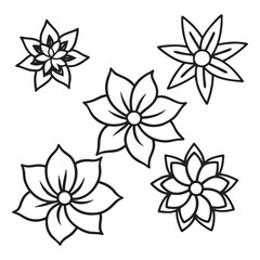 Fototapeta premium Flower icon set, silhouette vector illustration