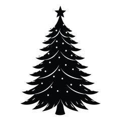 Obraz premium christmas tree vector silhouette with white background