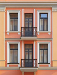 Fototapeta premium Professional Image of House Window Facade in a Residential Area Villa