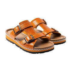 Leather Sandals Isolated on Transparent Background, PNG