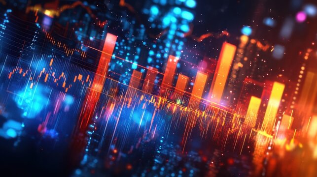 Vibrant Abstract Data Visualization with Graphs and Lights