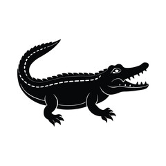 vector illustration of a crocodile silhouette with white background