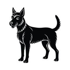 vector illustration of a black dog silhouette with white background