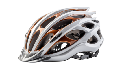 White Copper Bicycle Helmet Stylish Safety Gear, Durable and Comfortable for Cycling, isolated on transparent background.