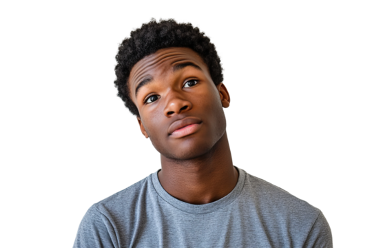 portrait of a young man isolated on transparent background