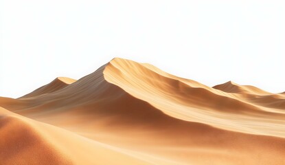 Golden Sand Dunes Desert Landscape Against White Background