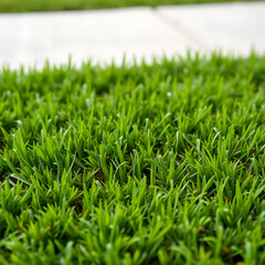 Fototapeta premium Patch of fresh green lawn grass, cut out