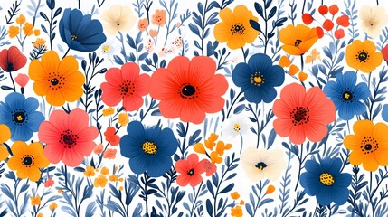 Elegant Seamless Doodle Flower Pattern for Spring Celebrations and Home Decoration