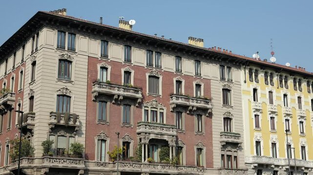 Milan, Italy - February 2025 - Visiting the exterior of the historic buildings of the Lombard capital