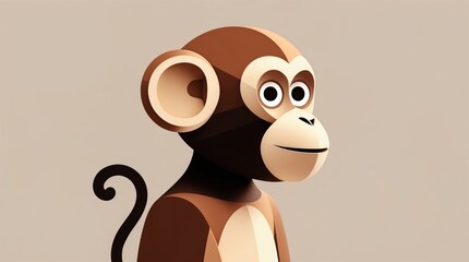 Fototapeta premium Cartoon Monkey with Expressive Eyes and Playful Pose for Kids, Education, and Wildlife Themes