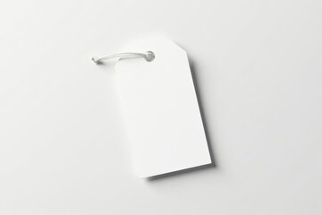 Simple white gift tag with string loop, clean white background , decoration, background, DIY
