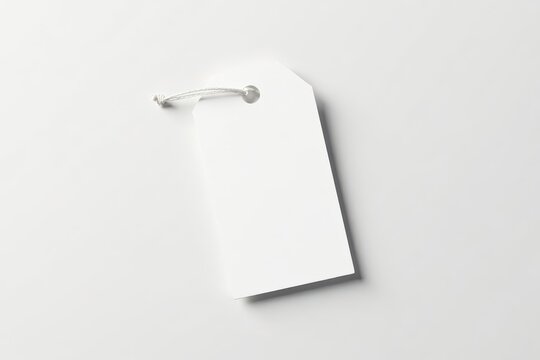 Simple white gift tag with string loop, clean white background , decoration, background, DIY