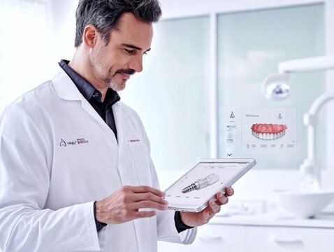 Dentist reviewing digital dental implant design