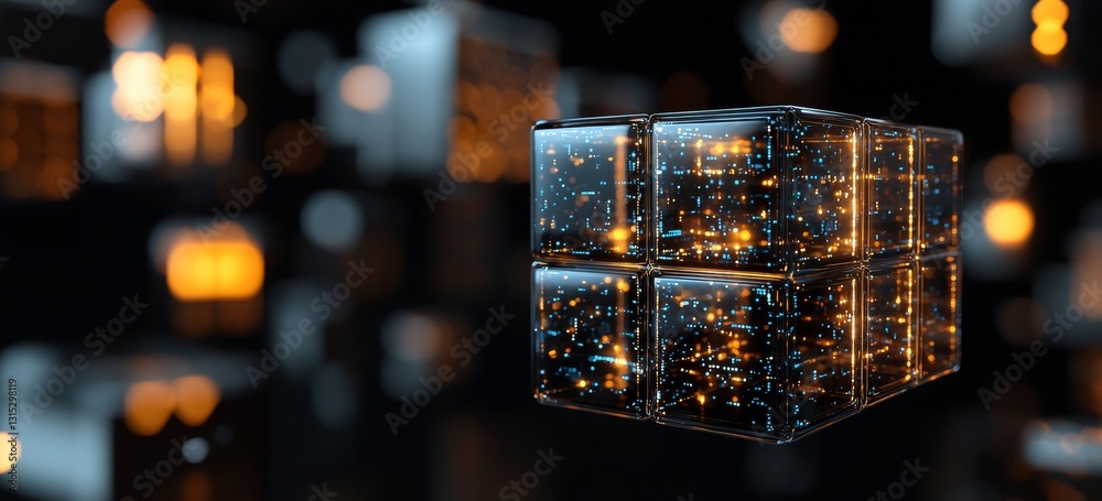 Aufkleber conceptual 3d illustration render of a global encrypted cybersecurity network for mobile data collec