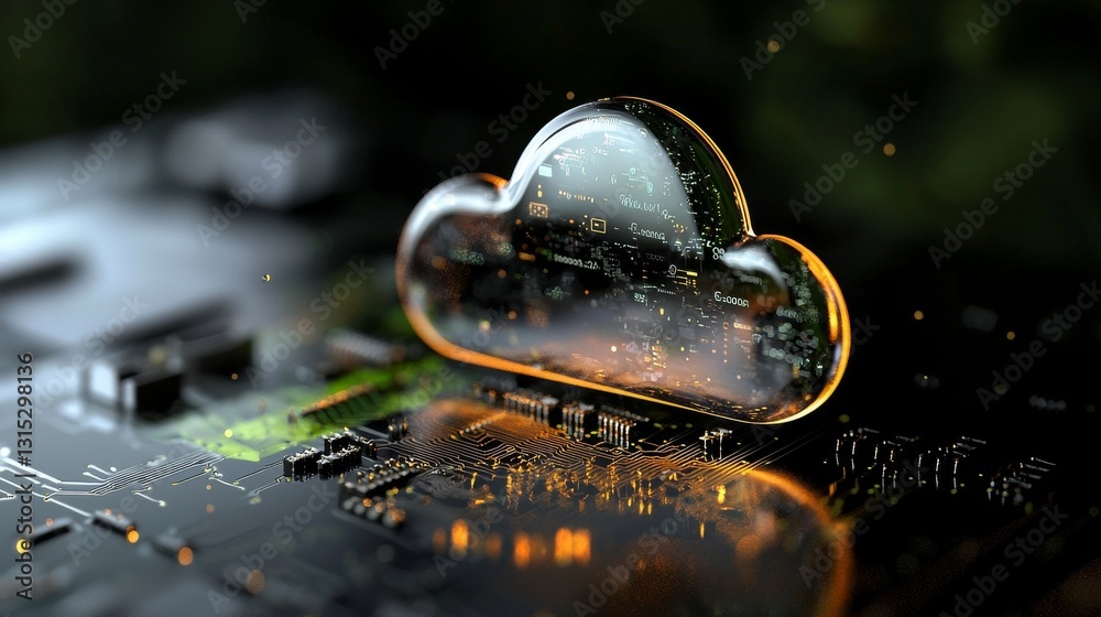 Poster digital cloud computing forms the basis of cyber security, digital data network protection, and futu