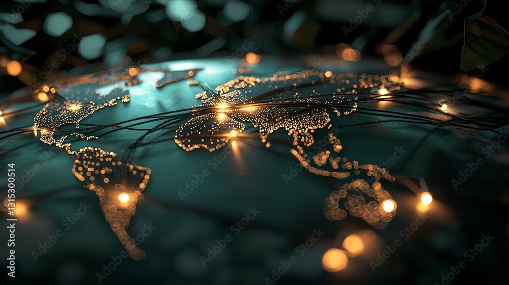 Poster global cloud computing service for big data information technology shown in a conceptual 3d renderin
