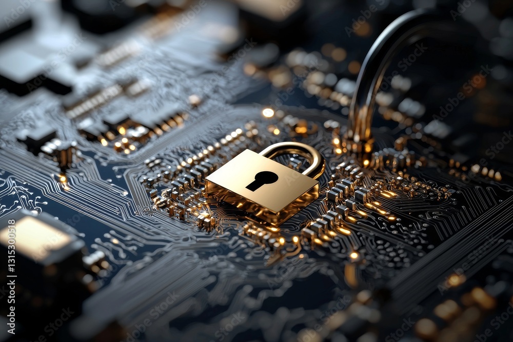 Poster the concept of cyber security and protection of private information and data is represented by locks