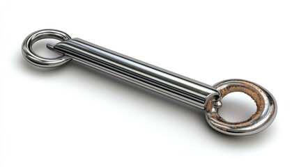 Stainless Steel Rod with Rings on White Background