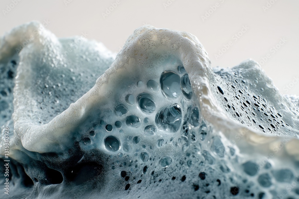 Wall mural abstract close-up of a textured foam structure resembling a miniature landscape with varying shades 