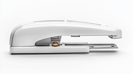Modern white stapler on white background