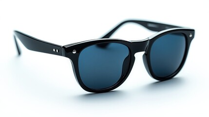 Sleek black sunglasses on white background