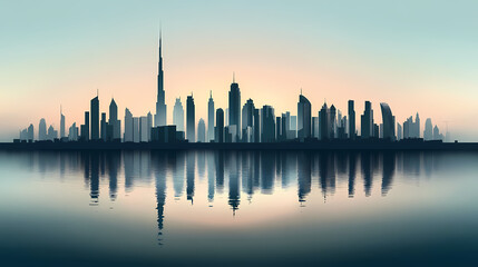 Fototapeta premium silhouette dubais skyline
