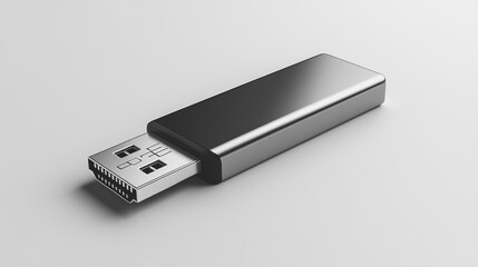 Sleek Gray USB-C Flash Drive on Light Background