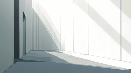 Fototapeta premium White wall with soft light streaks and shadow. Shadowed - Alley. Illustration