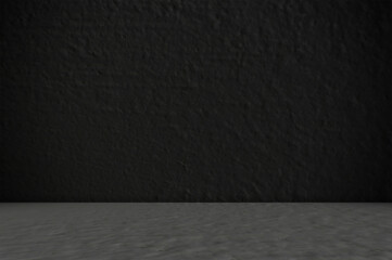 Empty black room studio with shadow overlay effect for product presentation display. Art and architecture showroom. Morning sunlight through the window. Minimal Mock up interior background.