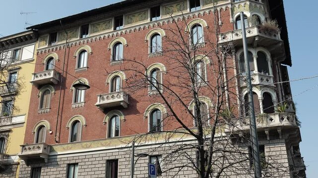 Milan, Italy - February 2025 - Visiting the exterior of the historic buildings of the Lombard capital
