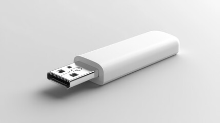 White USB Flash Drive on Plain Background