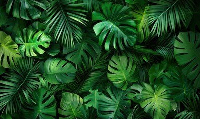 Lush green leaves creating a vibrant, natural texture background.