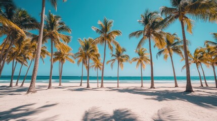 Fototapeta premium Tropical beach palm trees sunny ocean travel