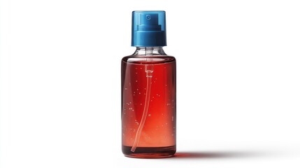 Clear Rectangular Spray Bottle with Red Liquid, Studio Shot